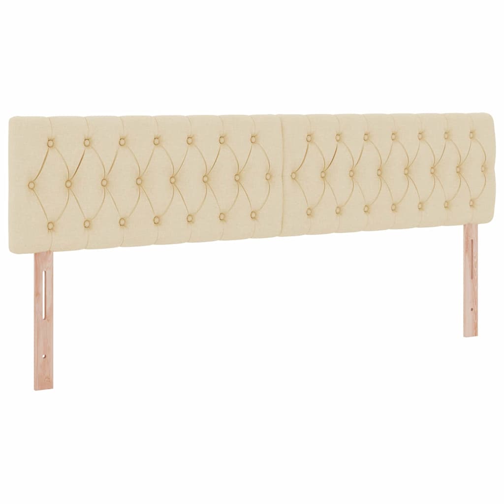 Bett mit LED-Lichtleisten mit Kopfteil Creme 200 x 200 cm Stoff