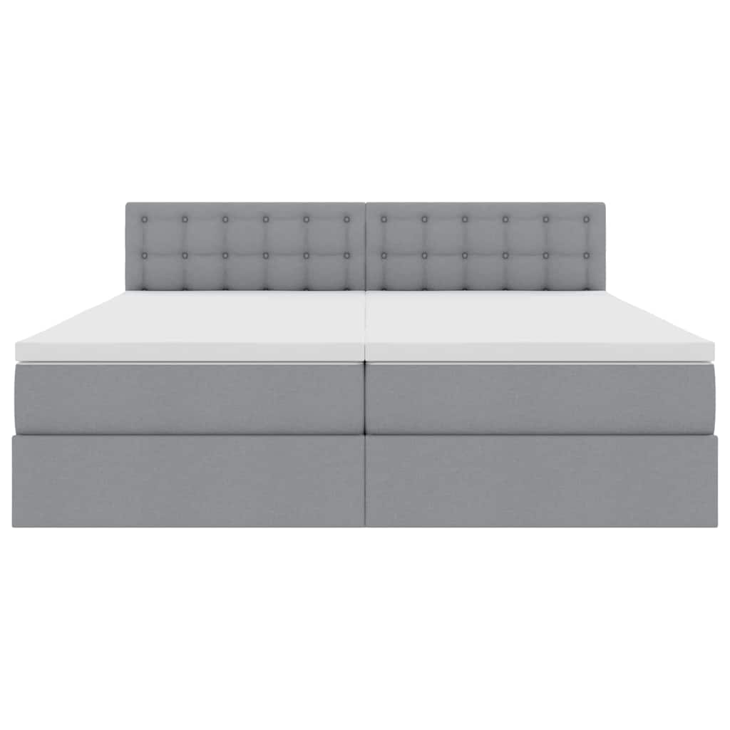 vidaXL Bett mit LED-Lichtleisten Hellgrau 200 x 200 cm Stoff