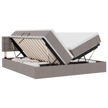 vidaXL Bett mit LED-Lichtleisten mit Kopfteil Taupe 200 x 200 cm Stoff