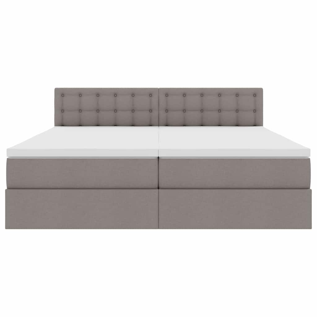 vidaXL Bett mit LED-Lichtleisten mit Kopfteil Taupe 200 x 200 cm Stoff