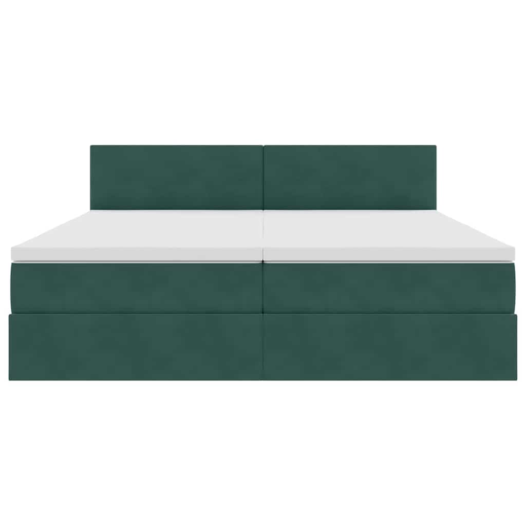 vidaXL Bett mit LED-Lichtleisten Dunkelgrün 180 x 200 cm Samt