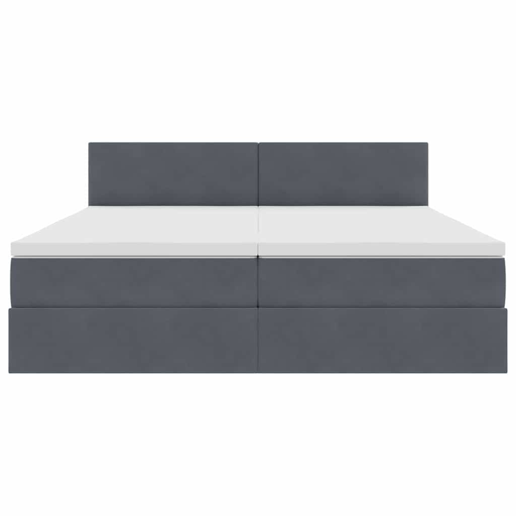vidaXL Bett mit LED-Lichtleisten Dunkelgrau 200 x 200 cm Samt