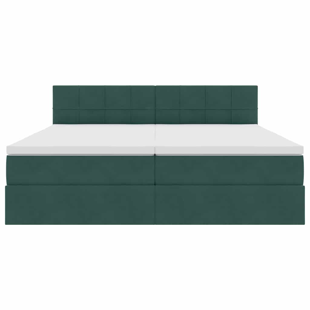 vidaXL Bett mit LED-Lichtleisten Dunkelgrün 200 x 200 cm Samt
