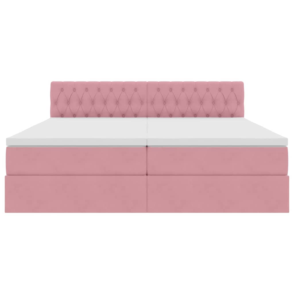 vidaXL Bett mit LED-Lichtleisten mit Kopfteil Rosa 180 x 200 cm Samt