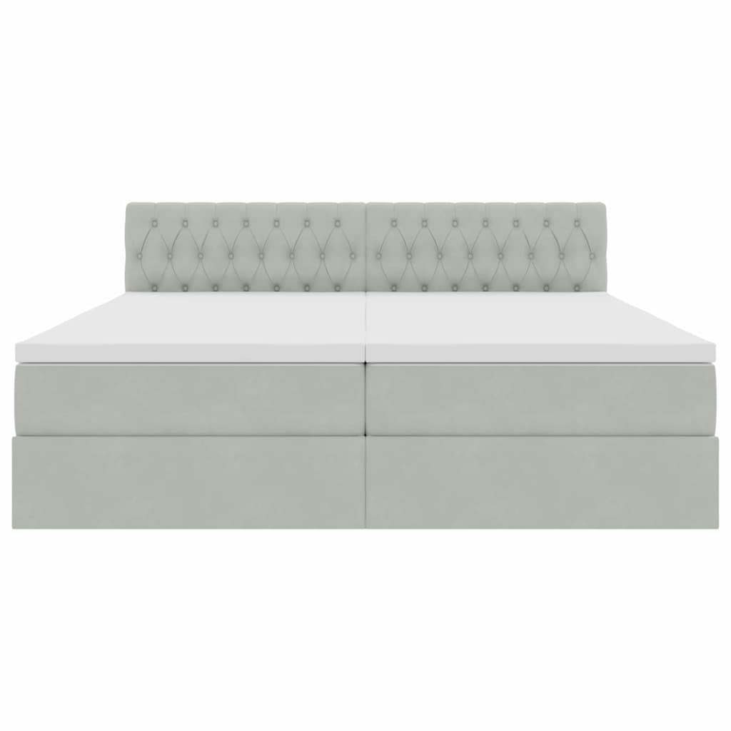 vidaXL Bett mit LED-Lichtleisten Hellgrau 200 x 200 cm Samt