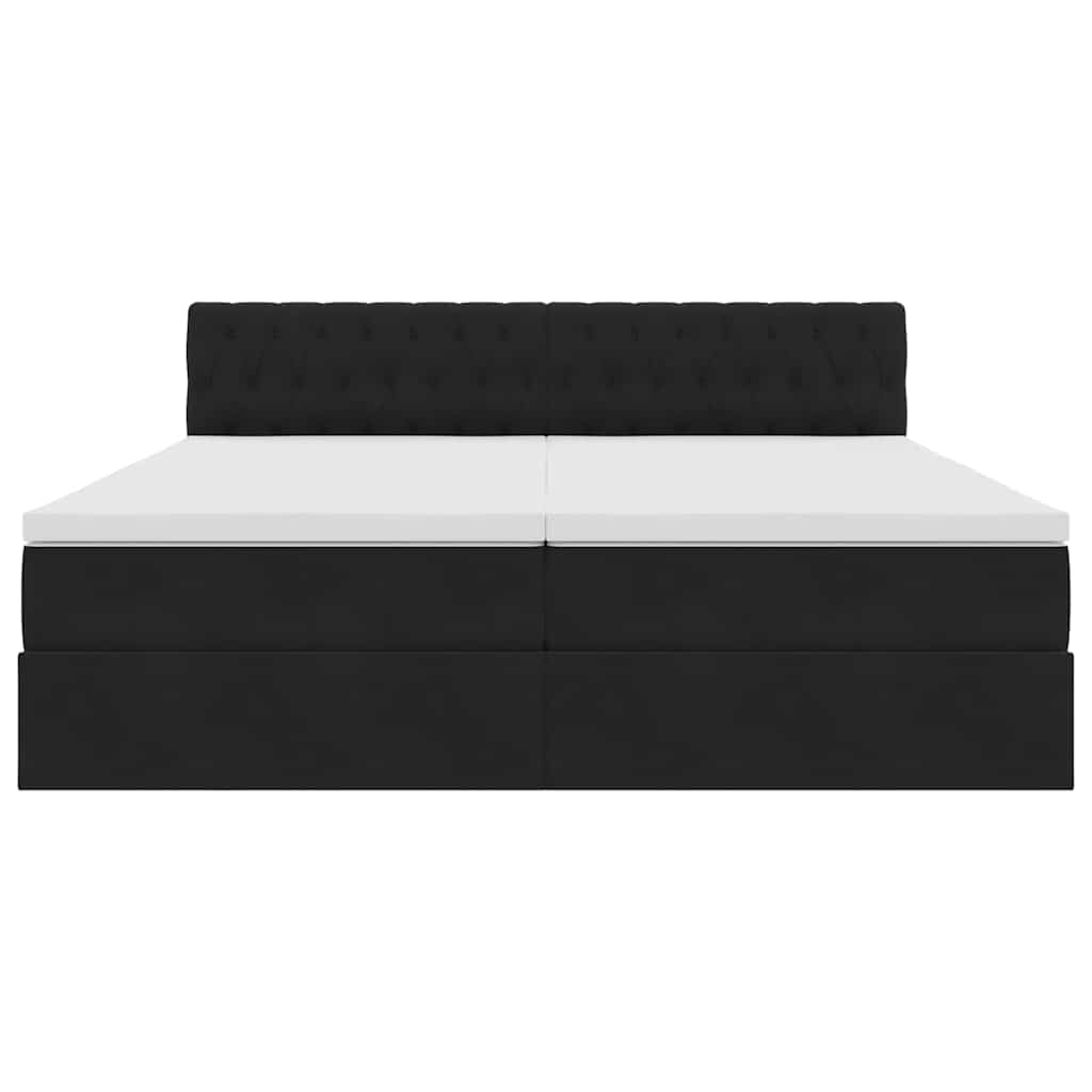 vidaXL Bett mit LED-Lichtleisten Schwarz 200 x 200 cm Samt