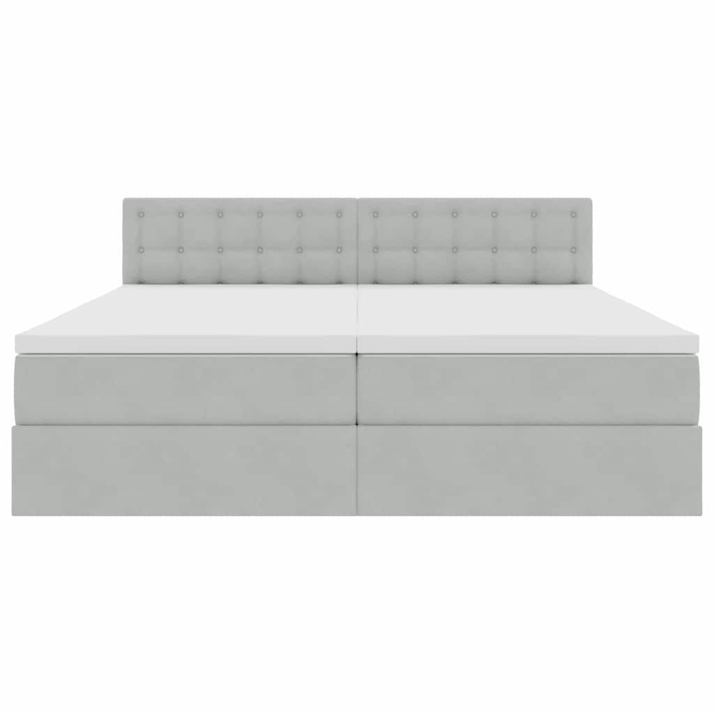 vidaXL Bett mit LED-Lichtleisten Hellgrau 200 x 200 cm Samt