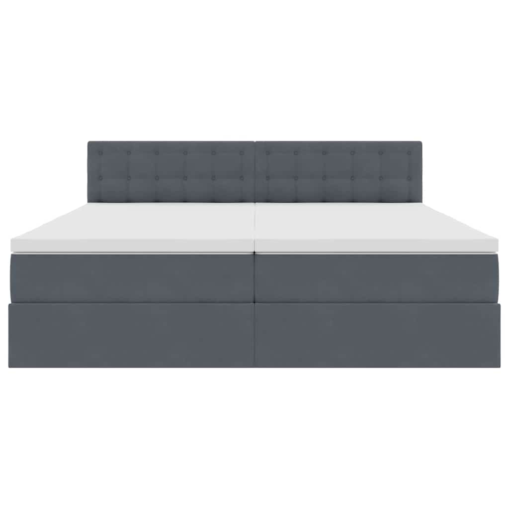 vidaXL Bett mit LED-Lichtleisten Dunkelgrau 200 x 200 cm Samt