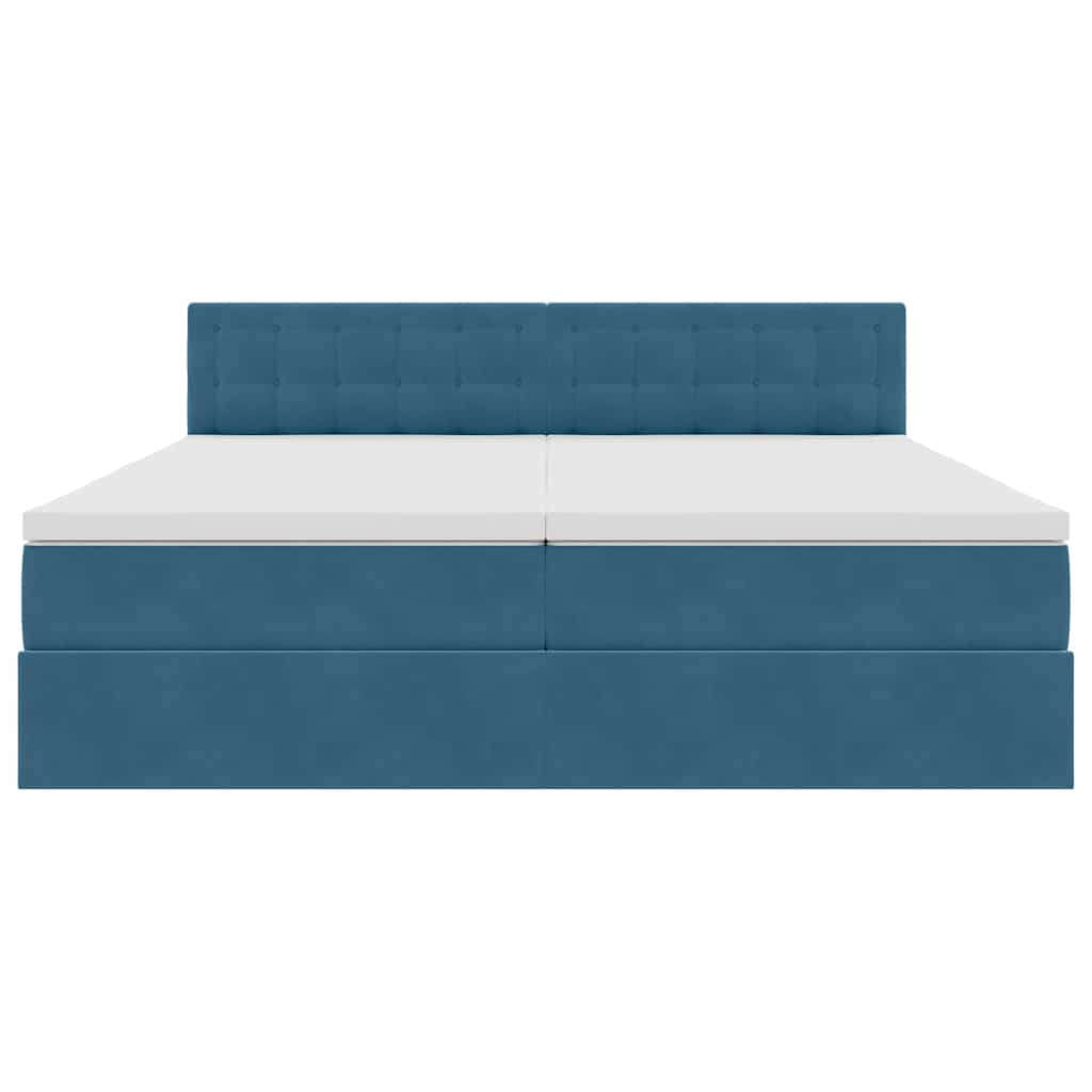 vidaXL Bett mit LED-Lichtleisten Dunkelblau 200 x 200 cm Samt