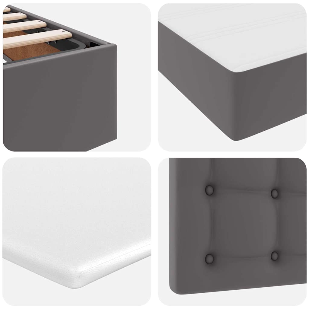 vidaXL Aufbewahrungsbett mit Matratze Grau 160 x 200 cm Kunstleder