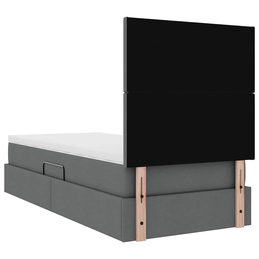 Aufbewahrungsbett mit Matratze Dunkelgrau 90 x 200 cm Polyester