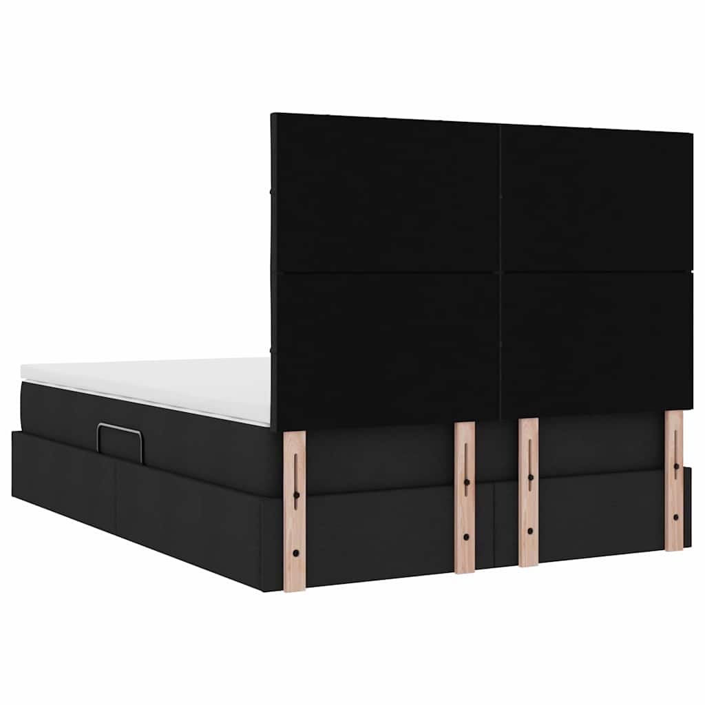 Aufbewahrungsbett mit Matratze Schwarz 140 x 200 cm Polyester
