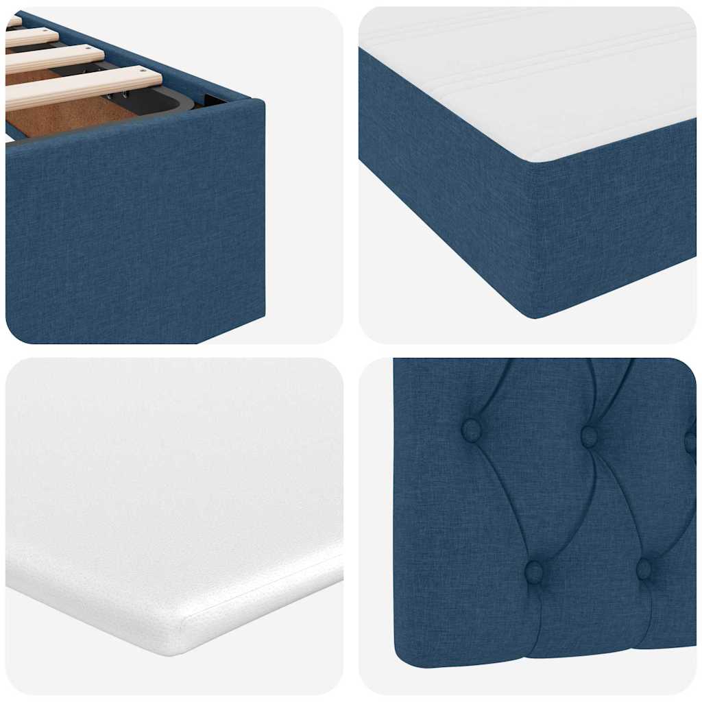 vidaXL Aufbewahrungsbett mit Matratze Blau 90 x 200 cm Polyester