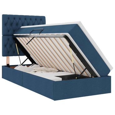 vidaXL Aufbewahrungsbett mit Matratze Blau 90 x 200 cm Polyester