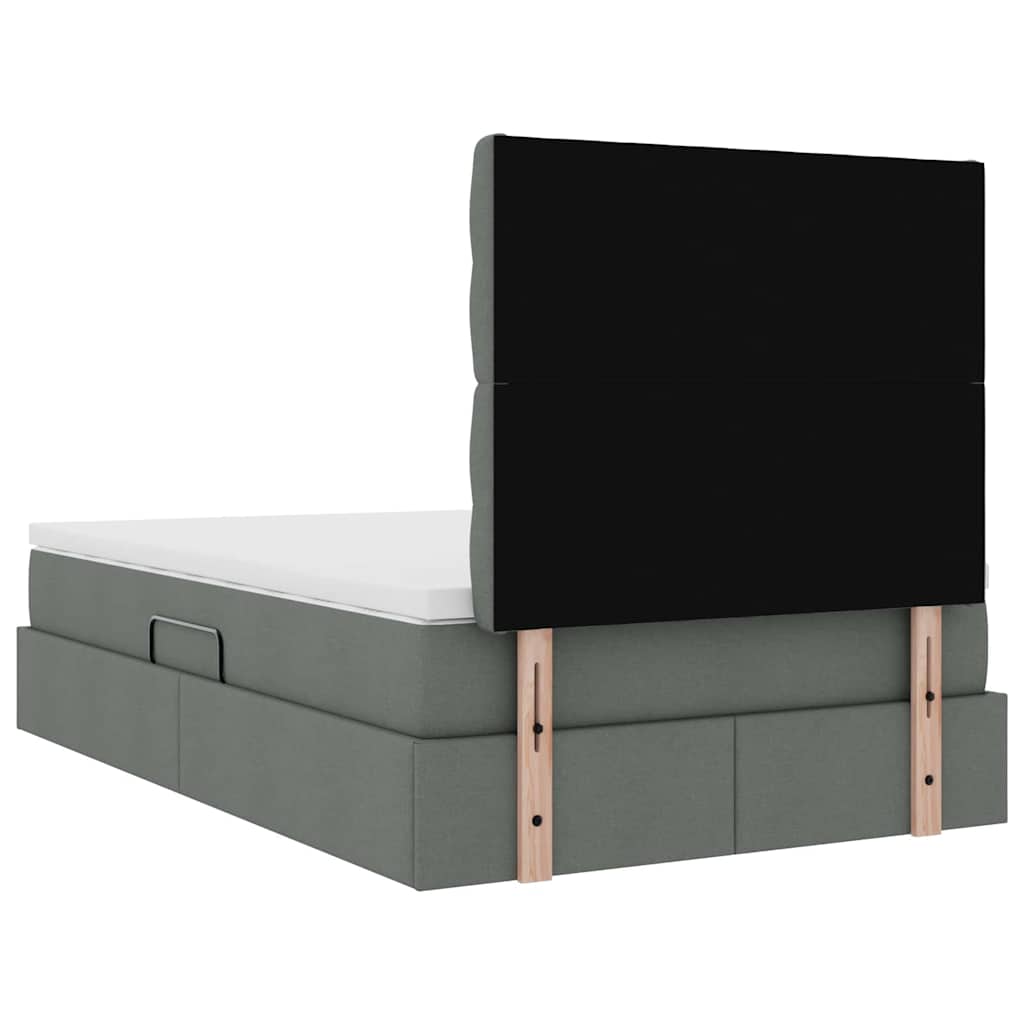 Aufbewahrungsbett mit Matratze Dunkelgrau 120 x 190 cm Stoff
