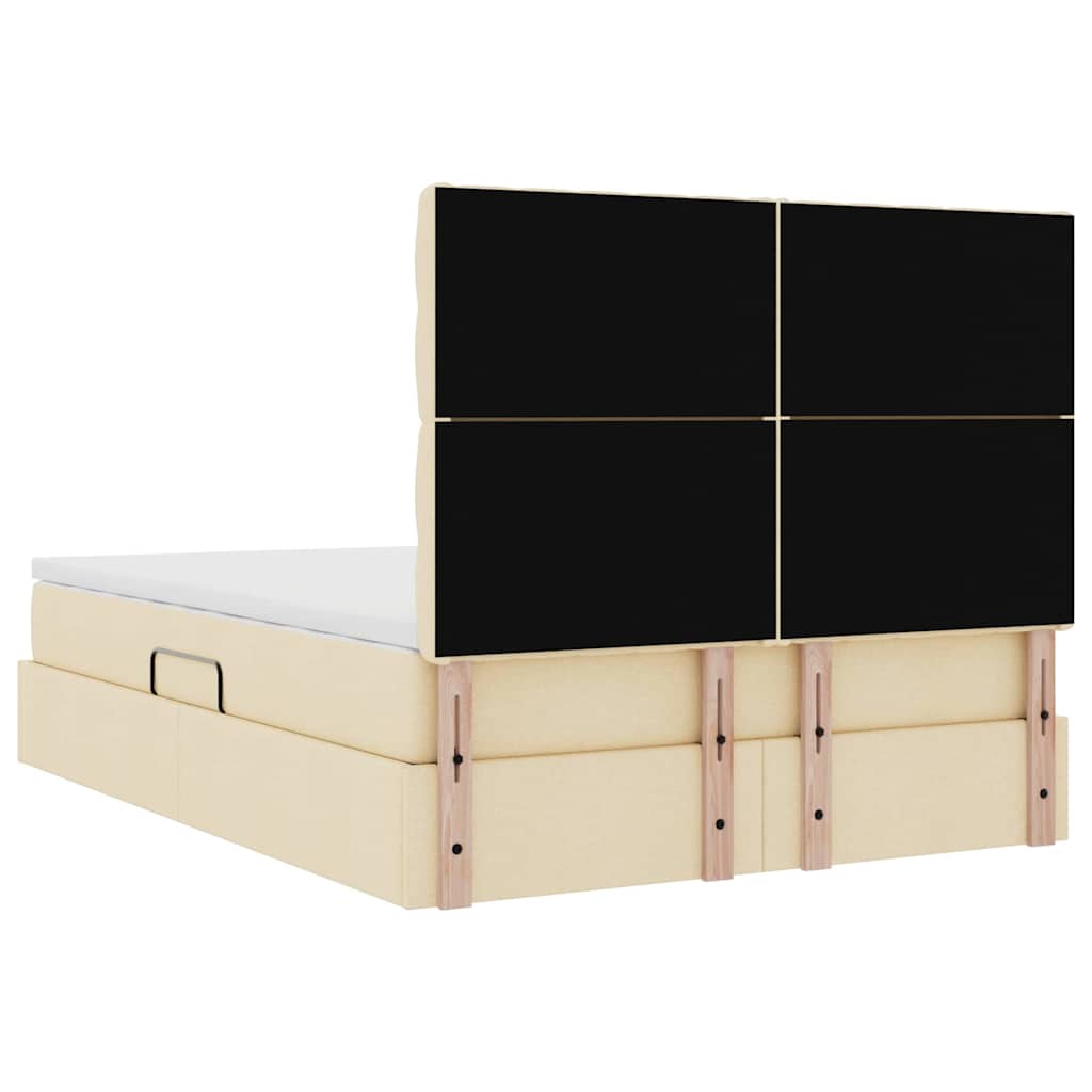 Aufbewahrungsbett mit Matratze Creme 140 x 190 cm Polyester