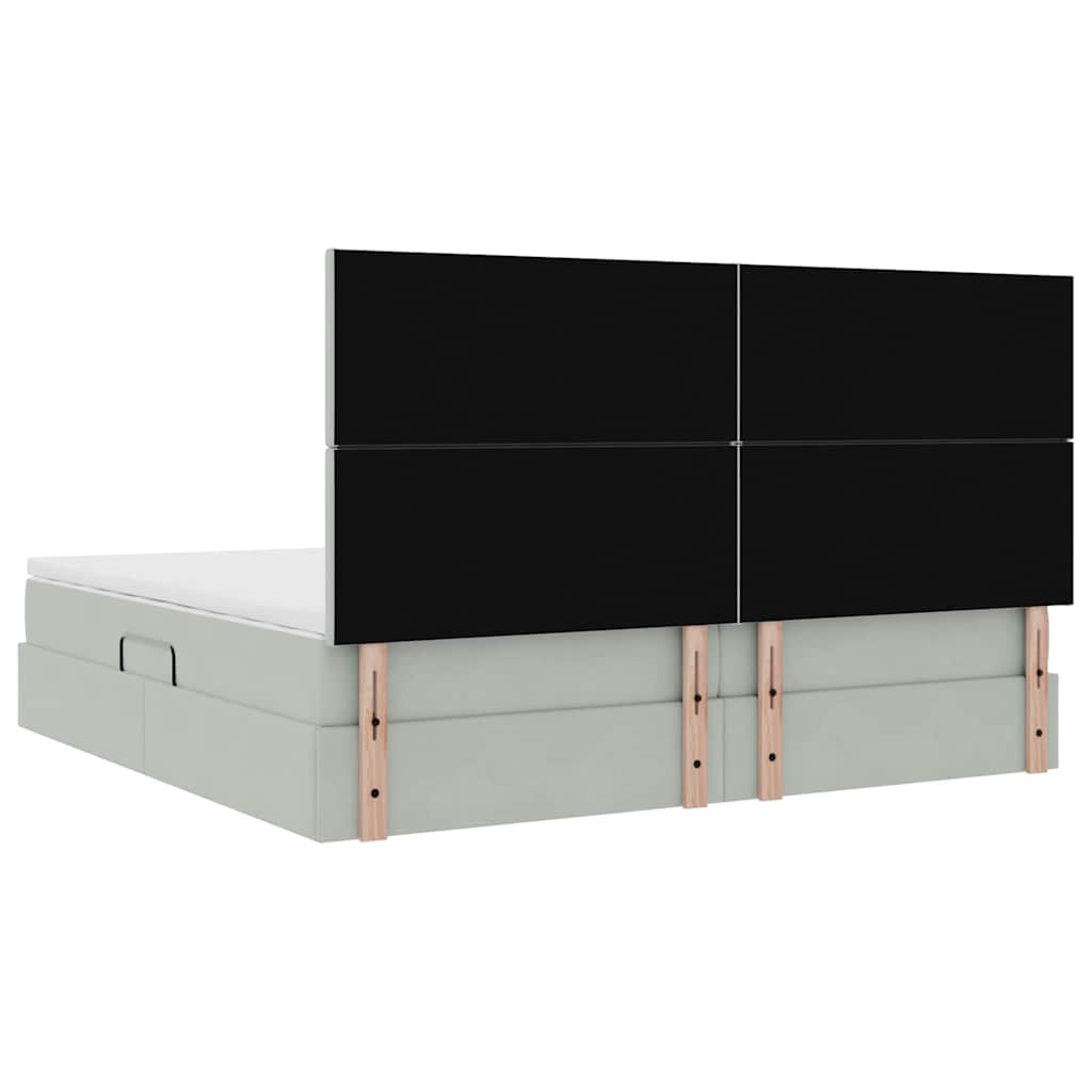 Aufbewahrungsbett mit Matratze Hellgrau 200 x 200 cm Samt