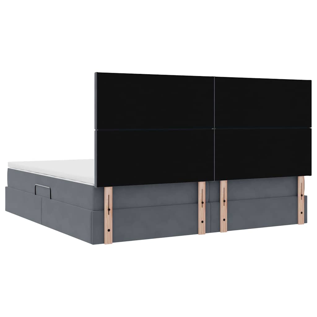 Aufbewahrungsbett mit Matratze Dunkelgrau 200 x 200 cm Samt