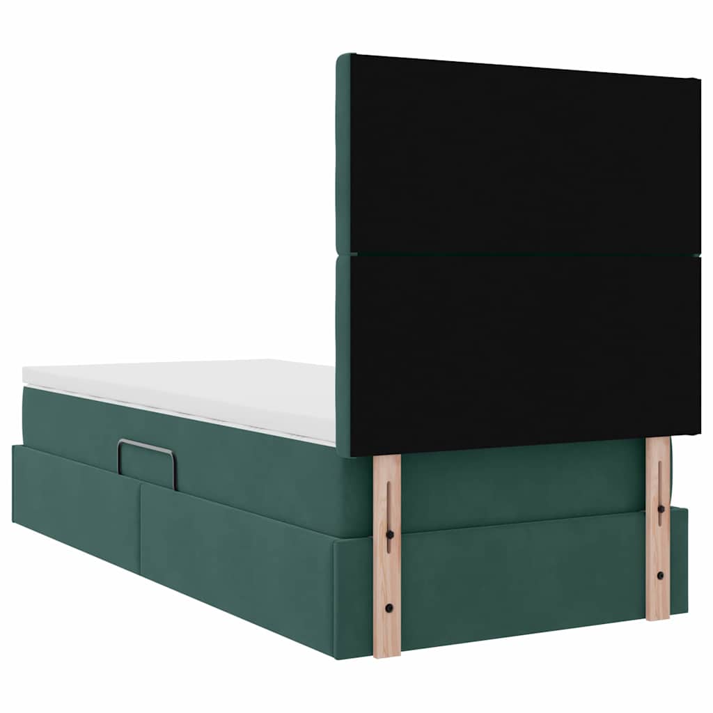 Aufbewahrungsbett mit Matratze Dunkelgrün 90 x 190 cm Samt