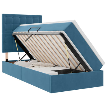 vidaXL Aufbewahrungsbett mit Matratze Dunkelblau 90 x 200 cm Samt