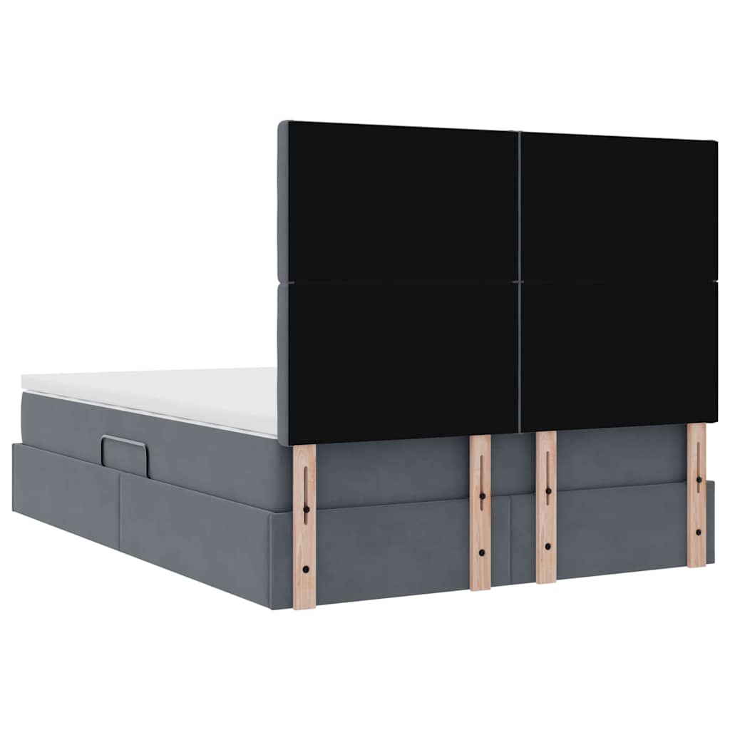 Aufbewahrungsbett mit Matratze Dunkelgrau 140 x 200 cm Samt