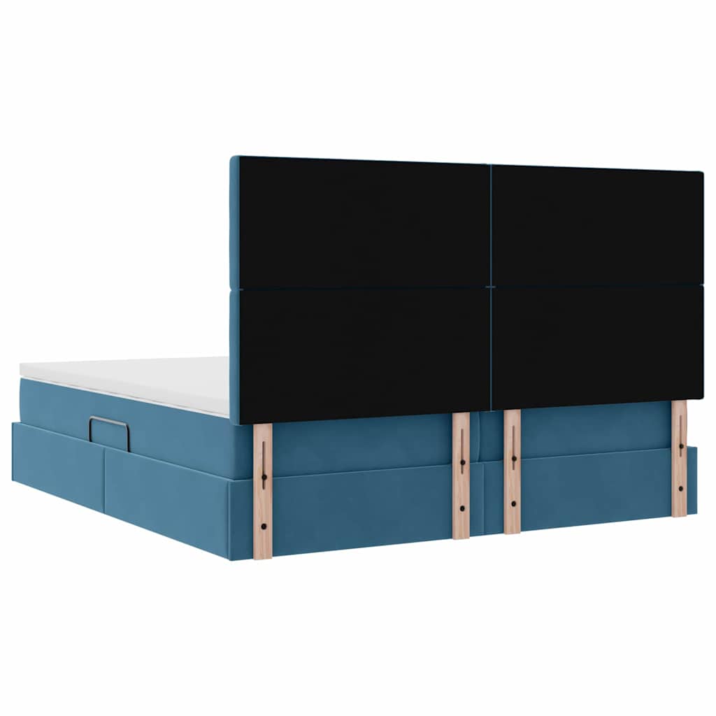 vidaXL Lit de rangement avec matelas bleu foncé 200 x 200 cm velours