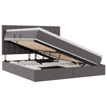 vidaXL Bett mit Stauraum und LED mit LED Grau 160 x 200 cm Kunstleder