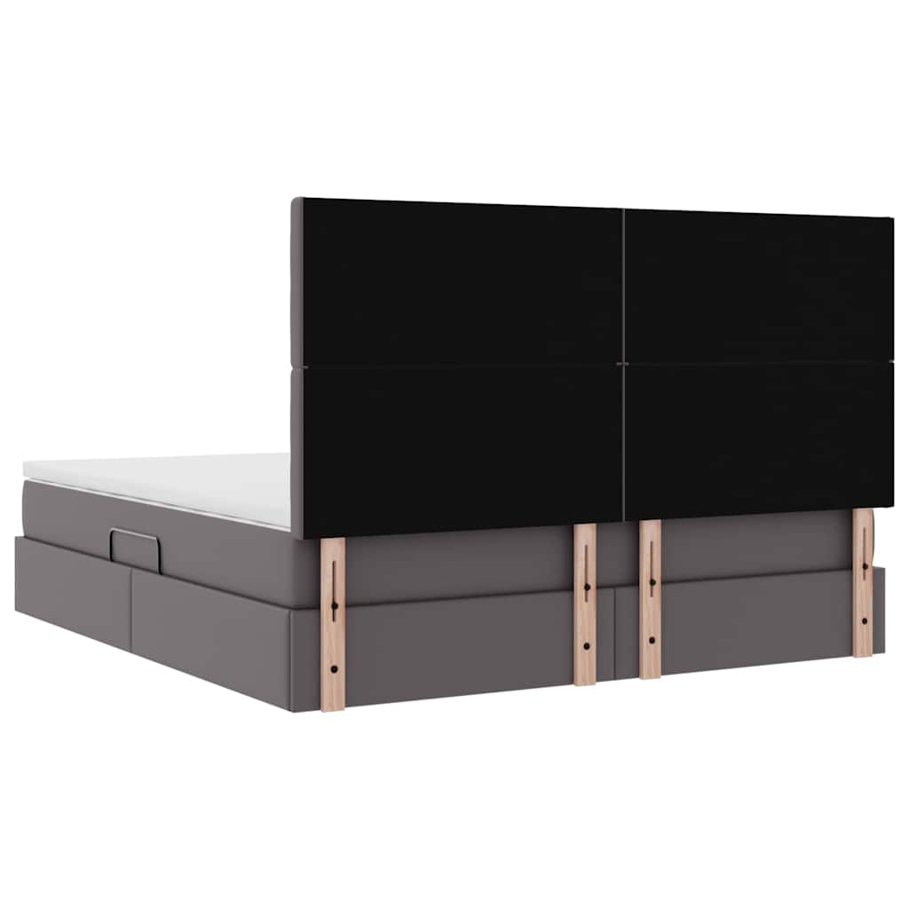 vidaXL Bett mit Stauraum und LED mit LED Grau 160 x 200 cm Kunstleder