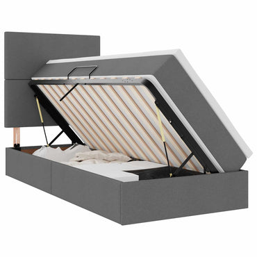 vidaXL Bett mit Stauraum und LED Dunkelgrau 90 x 190 cm Polyester