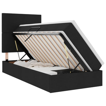 vidaXL Bett mit Stauraum und LED mit LED Schwarz 90 x 200 cm Polyester