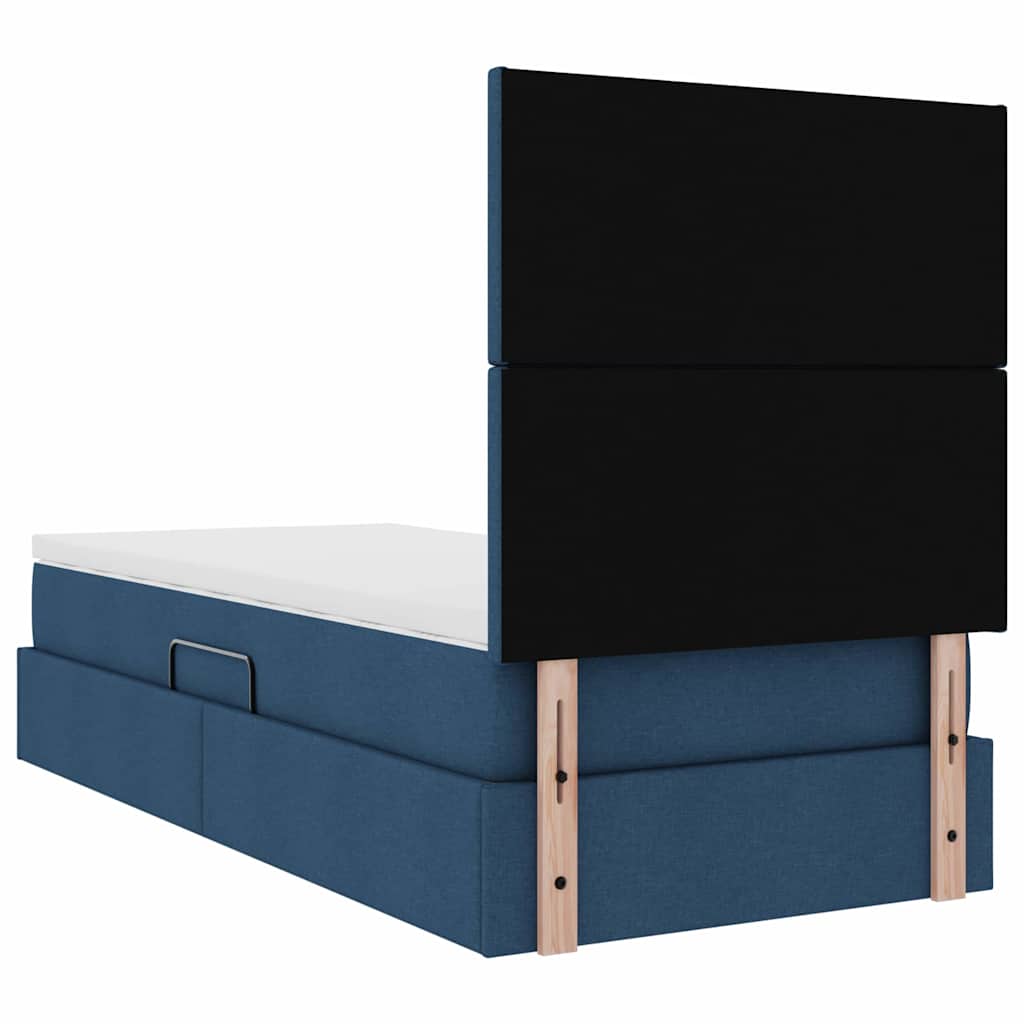 vidaXL Bett mit Stauraum und LED mit LED Blau 90 x 200 cm Polyester