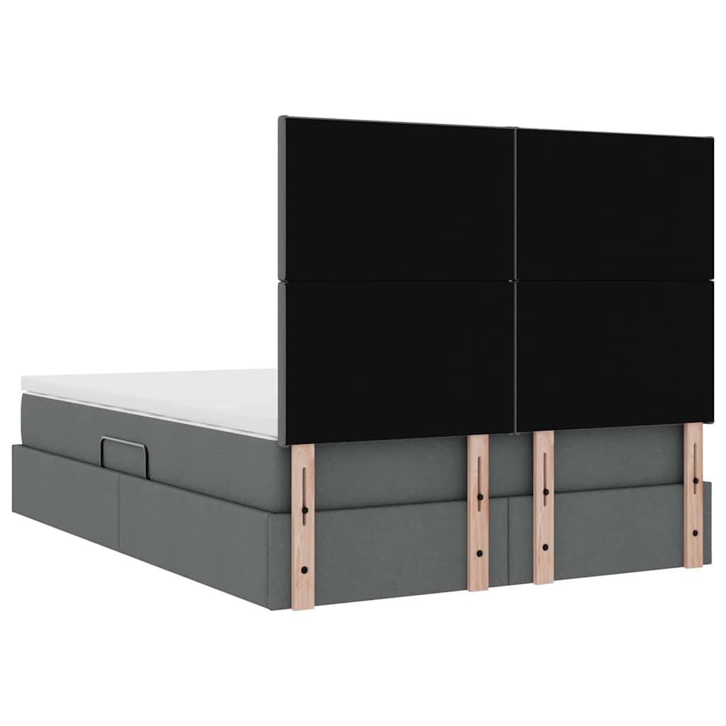 vidaXL Bett mit Stauraum und LED Dunkelgrau 140 x 190 cm Polyester