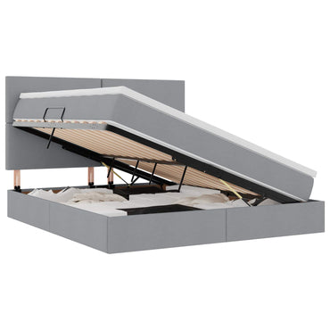 vidaXL Bett mit Stauraum und LED Hellgrau 160 x 200 cm Polyester