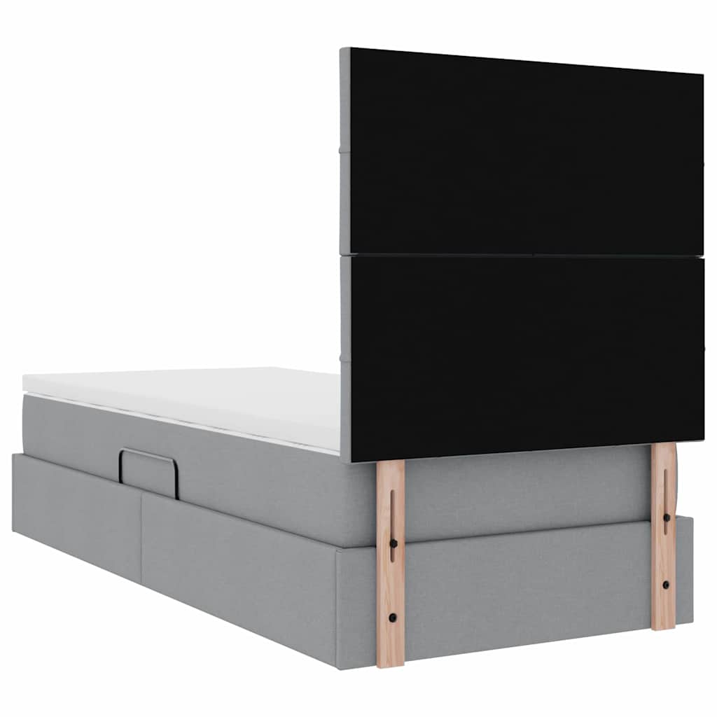 vidaXL Bett mit Stauraum und LED Hellgrau 100 x 200 cm Polyester