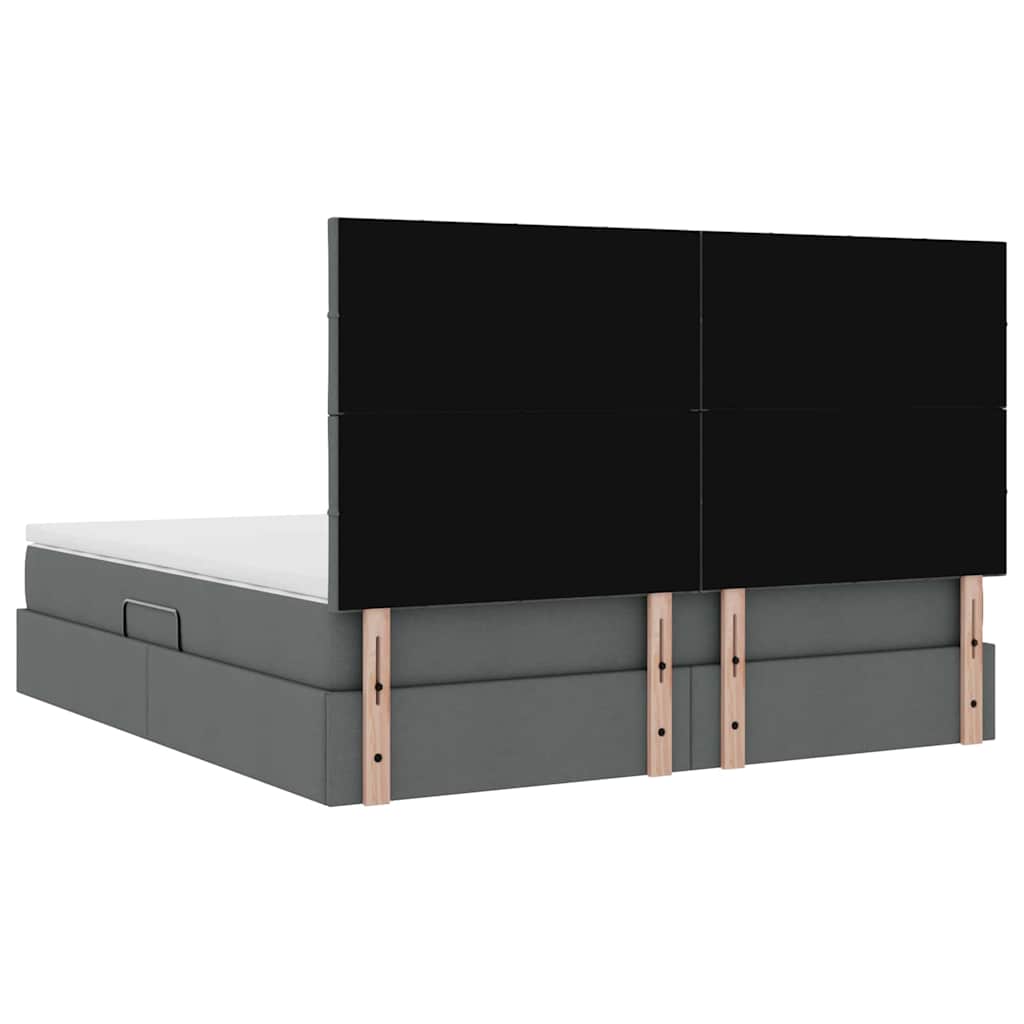 vidaXL Bett mit Stauraum und LED Dunkelgrau 160 x 200 cm Polyester