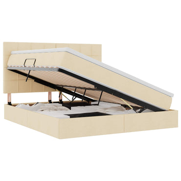 vidaXL Bett mit Stauraum und LED mit LED Creme 160 x 200 cm Polyester