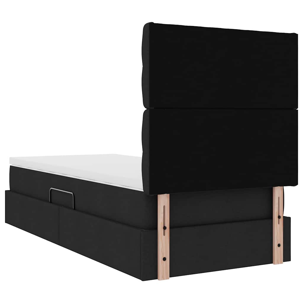vidaXL Bett mit Stauraum und LED mit LED Schwarz 90 x 200 cm Polyester