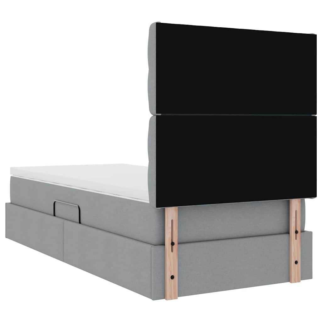 vidaXL Bett mit Stauraum und LED Hellgrau 100 x 200 cm Polyester