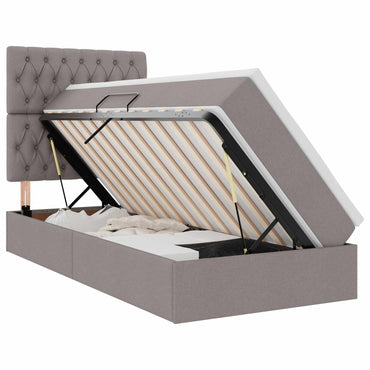 vidaXL Bett mit Stauraum und LED mit LED Taupe 100 x 200 cm Polyester