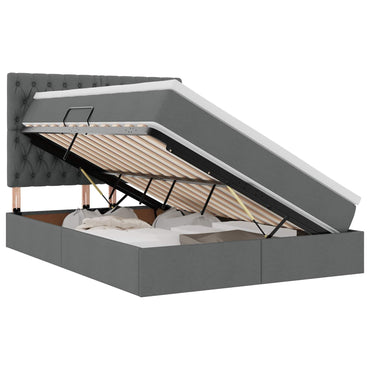 vidaXL Bett mit Stauraum und LED Dunkelgrau 140 x 190 cm Polyester