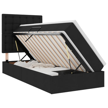vidaXL Bett mit Stauraum und LED mit LED Schwarz 90 x 200 cm Polyester