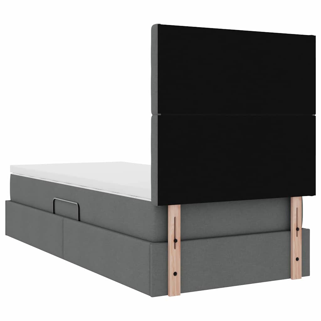 vidaXL Bett mit Stauraum und LED Dunkelgrau 100 x 200 cm Polyester