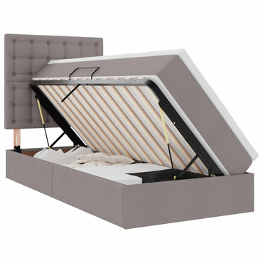 vidaXL Bett mit Stauraum und LED mit LED Taupe 100 x 200 cm Polyester