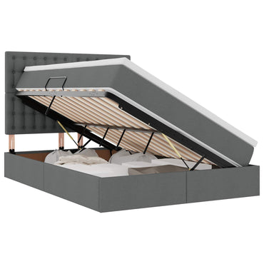 vidaXL Bett mit Stauraum und LED Dunkelgrau 140 x 190 cm Polyester