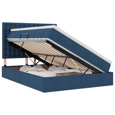 vidaXL Bett mit Stauraum und LED mit LED Blau 140 x 190 cm Polyester