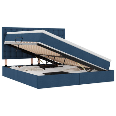 vidaXL Bett mit Stauraum und LED mit LED Blau 160 x 200 cm Polyester