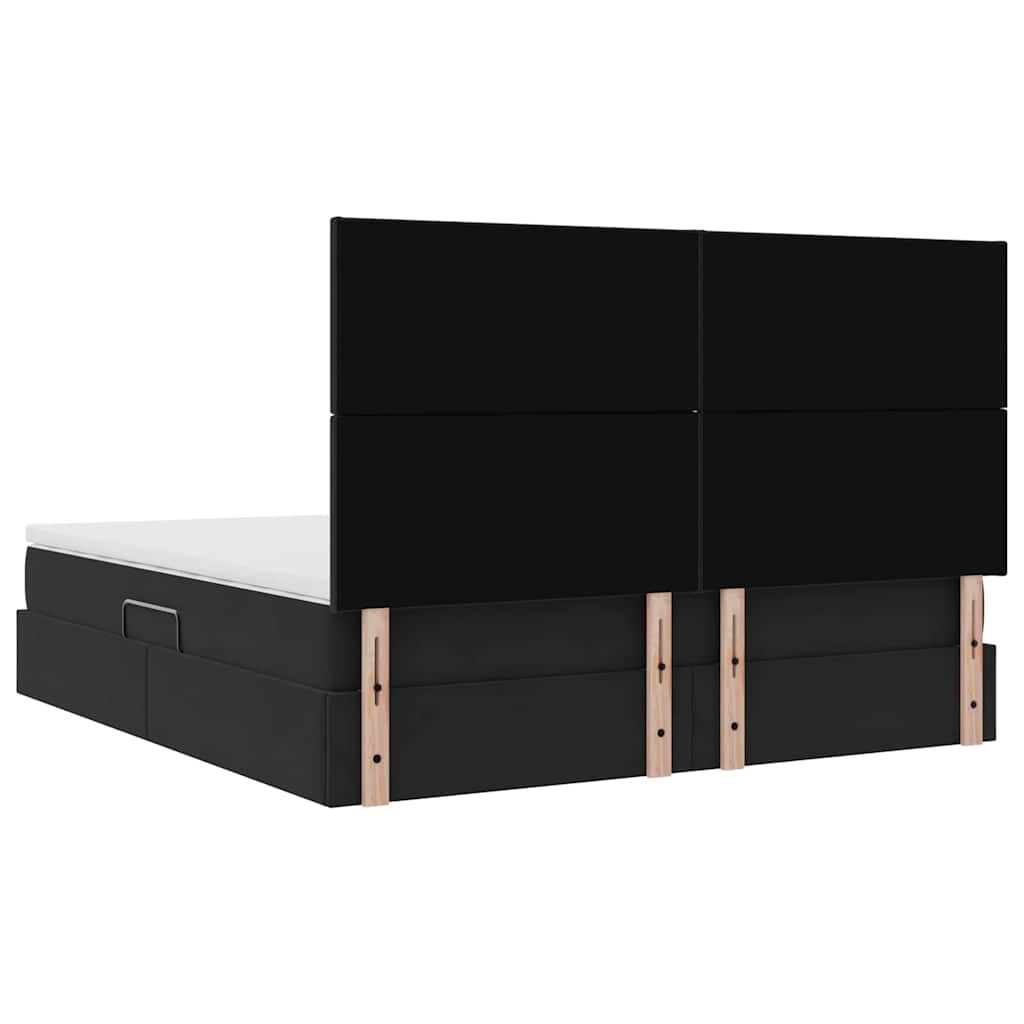 vidaXL Bett mit Stauraum und LED mit LED Schwarz 160 x 200 cm Samt