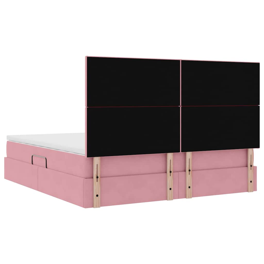 vidaXL Bett mit Stauraum und LED mit Matratze Rosa 160 x 200 cm Samt