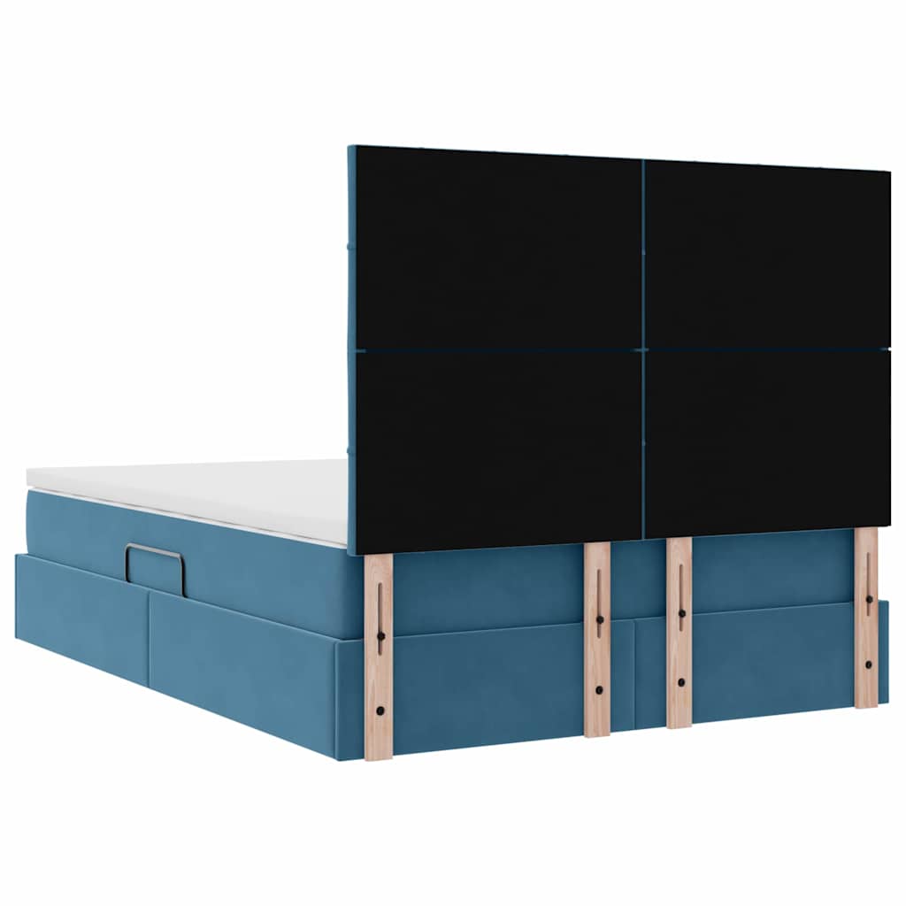 vidaXL Lit avec rangement et LED Bleu foncé 140 x 190 cm Velours