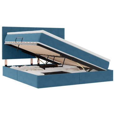vidaXL Bett mit Stauraum und LED mit LED Dunkelblau 160 x 200 cm Samt